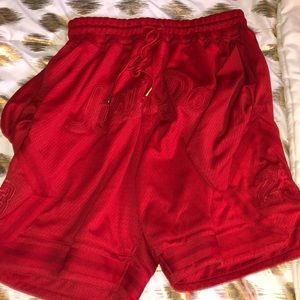 Red just don shorts
